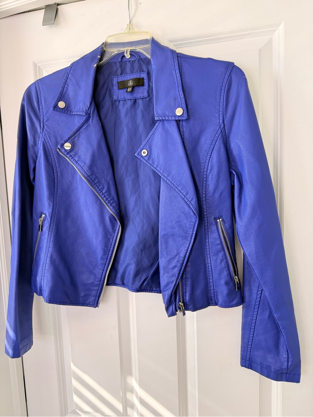Missguided Electric Blue Faux Leather Moto Jacket